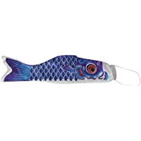 Japonés Bandera Carpa Manga de Viento Koinobori Peces Pez Vela Streamer Viento Decoración Hogar - Azul- 55cm